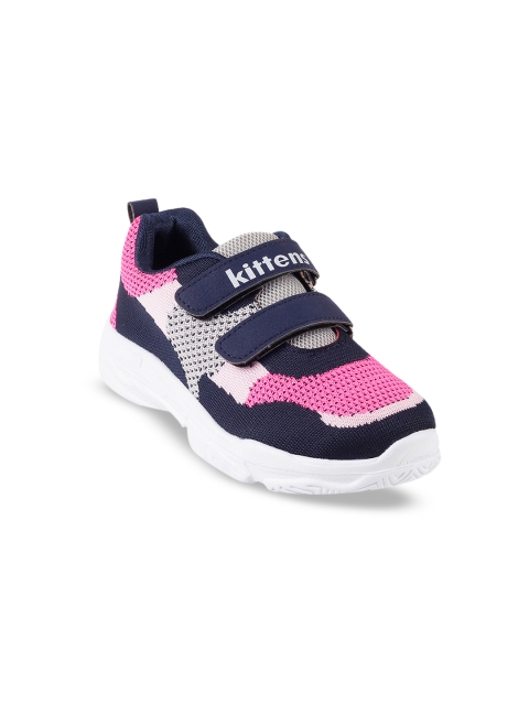 Kittens Girls Pink & Navy Blue Slip-On Sneakers