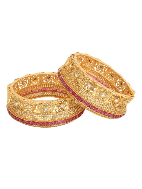 Adwitiya Collection Set of 2 Gold-Plated Magenta & White Stone Studded Handcrafted Bangles
Adwitiya Collection Set of 2 Gold-Plated Magenta & White Stone Studded Handcrafted Bangles