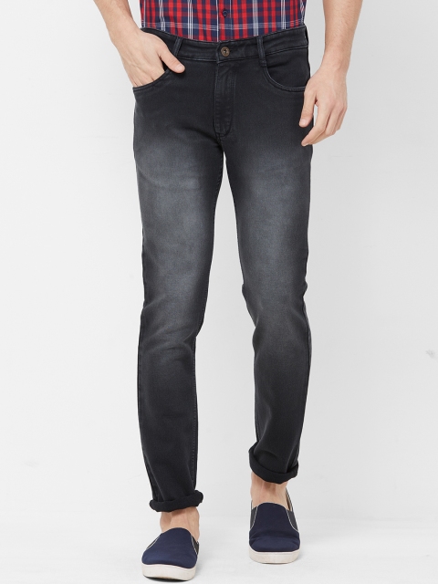 Solemio Men Charcoal Grey Slim Fit Mid-Rise Clean Look Jeans