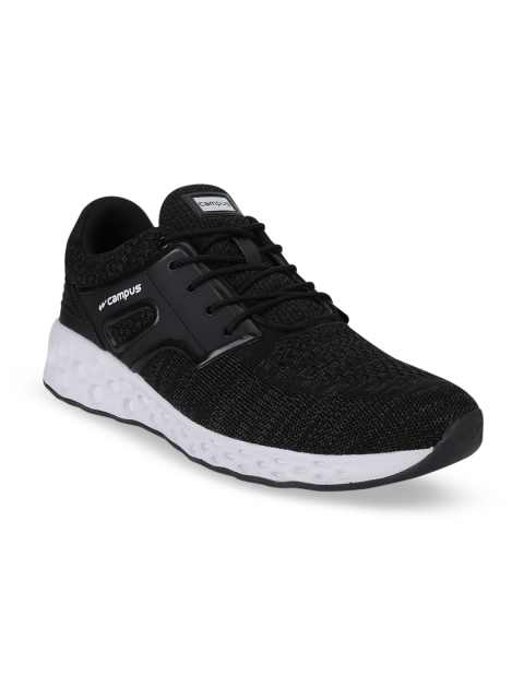 Campus Men Black Mesh Running Shoes
