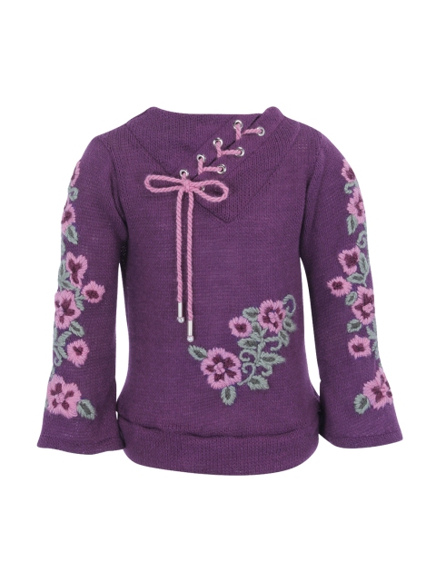CUTECUMBER Girls Purple Self Design Top
