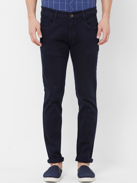 Solemio Men Navy Blue Slim Fit Mid-Rise Clean Look Jeans