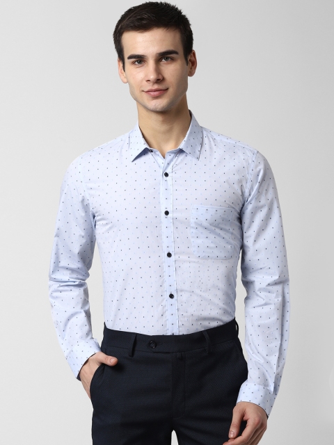 Peter England Men Blue Slim Fit Printed Semiformal Shirt