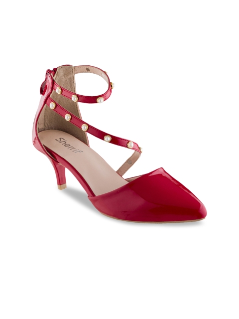 Sherrif Shoes Women Red Solid Kitten Heels