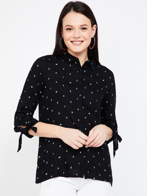 Fame Forever by Lifestyle Women Black Printed Shirt Style Top