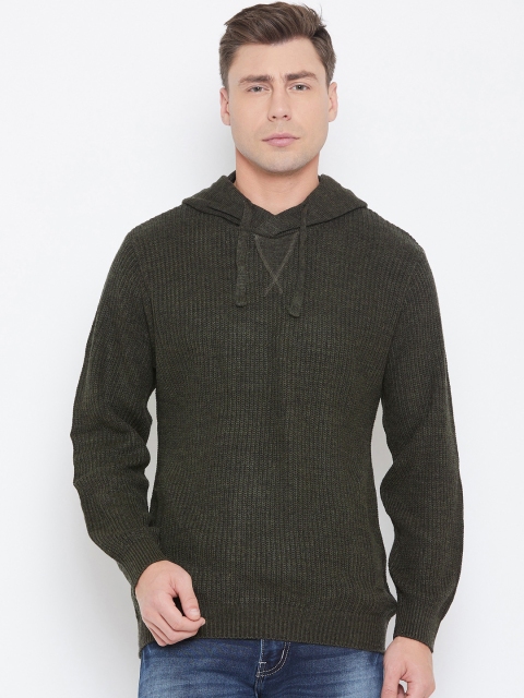 Duke Men Green Solid Pullover