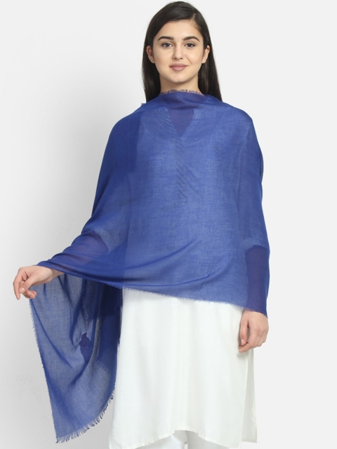 Anekaant Women Blue Solid Stole