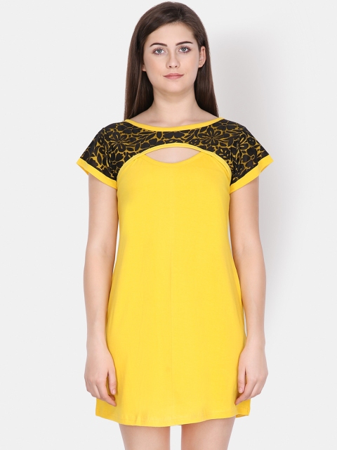 Klamotten Yellow & Black Printed Sleep Shirt