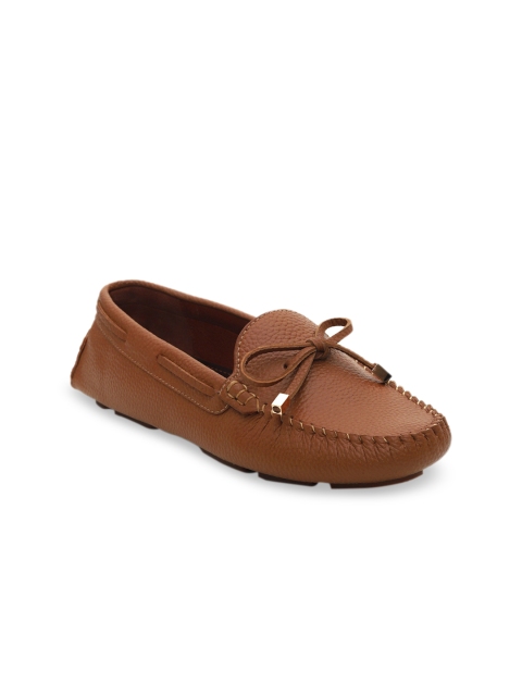 ROSSO BRUNELLO Women Tan Brown Leather Driving Shoes