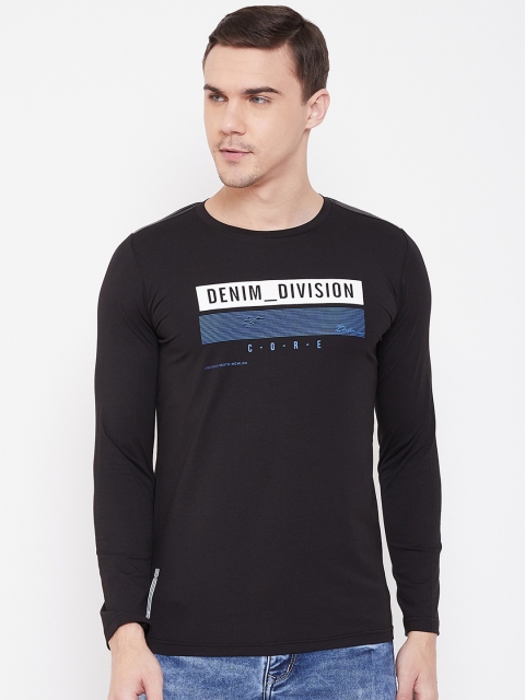 Duke Men Black & Blue Printed Round Neck T-shirt