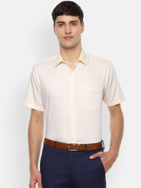 Van Heusen Men Cream-Coloured Regular Fit Solid Formal Shirt