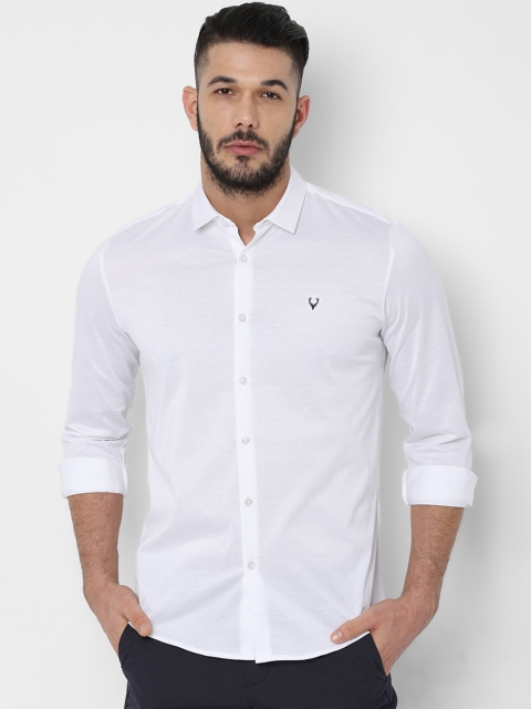 Allen Solly Men White Slim Fit Solid Casual Shirt