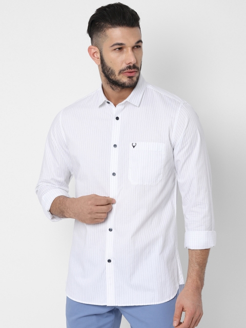 Allen Solly Men White & Black Slim Fit Striped Casual Shirt