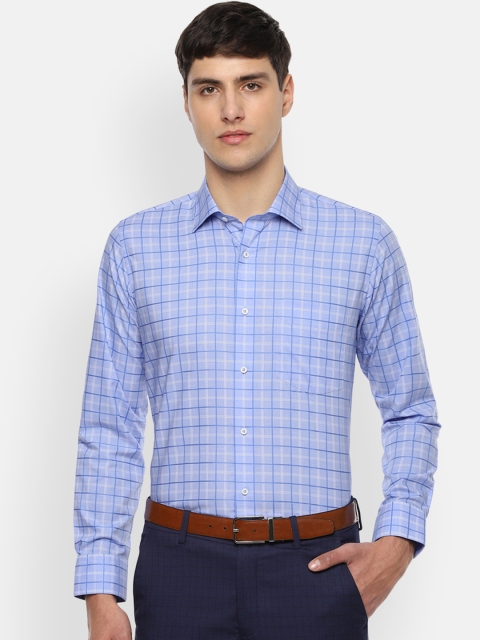 Van Heusen Men Blue Slim Fit Checked Formal Shirt