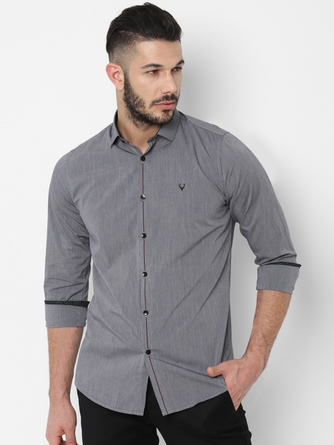 Allen Solly Men Black Slim Fit Striped Casual Shirt