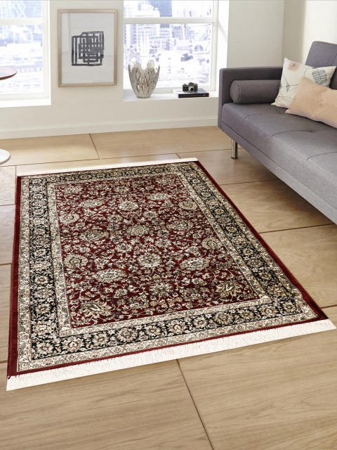 PRESTO Maroon & Beige Printed Anti-Skid Carpet