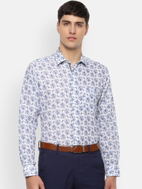 Van Heusen Men Blue & White Printed Regular Fit Formal Shirt