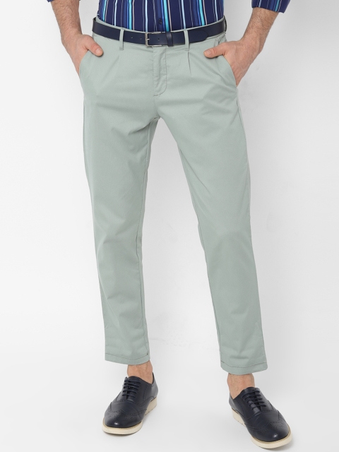 Allen Solly Men Green Slim Fit Solid Regular Trousers
