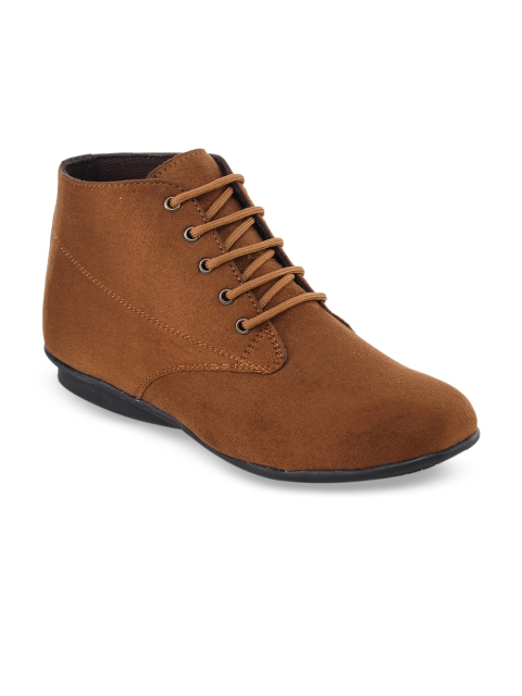 Bruno Manetti Women Tan Brown Suede Flat Boots