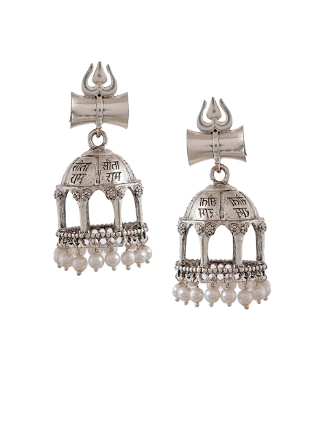 Silvermerc Designs Silver-Plated Temple Oxidized Classic Jhumkas