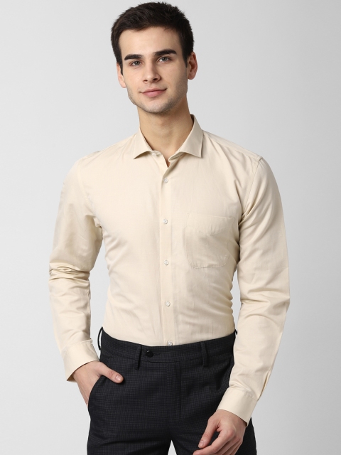 Peter England Men Yellow Slim Fit Solid Formal Shirt