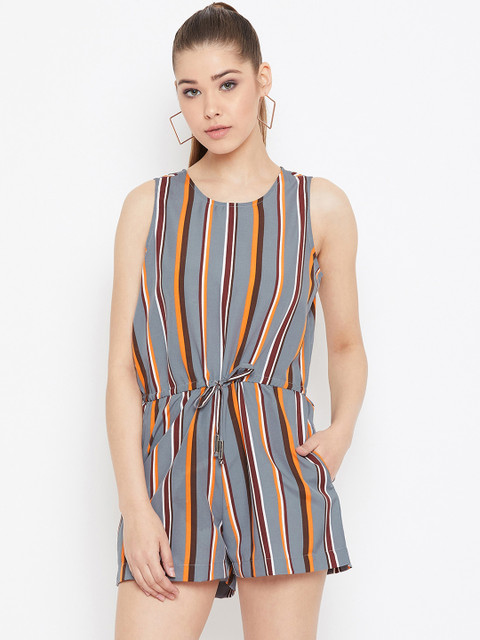 PURYS Women Grey & Brown Striped Playsuit
PURYS Women Grey & Brown Striped Playsuit