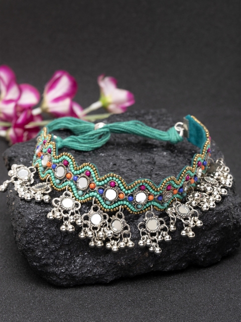 Moedbuille Women Teal Green & Silver-Toned German Silver Handcrafted Afghan Necklace
Moedbuille Women Teal Green & Silver-Toned German Silver Handcrafted Afghan Necklace