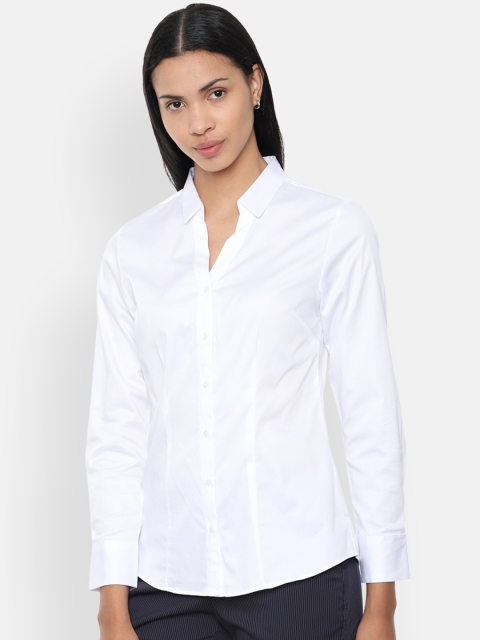 Van Heusen Woman White Regular Fit Solid Formal Shirt