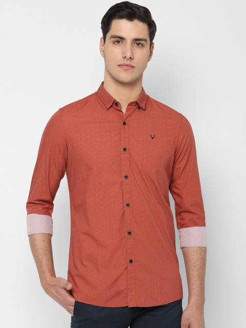 Solly Jeans Co. Men Orange Regular Fit Striped Casual Shirt