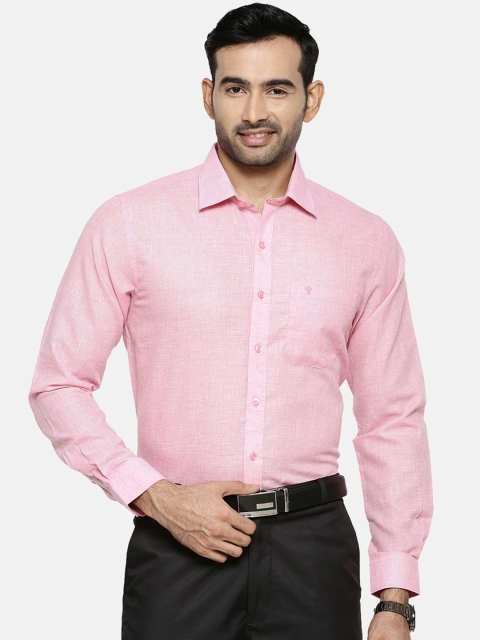RAMRAJ COTTON Men Pink Original Regular Fit Solid Formal Shirt