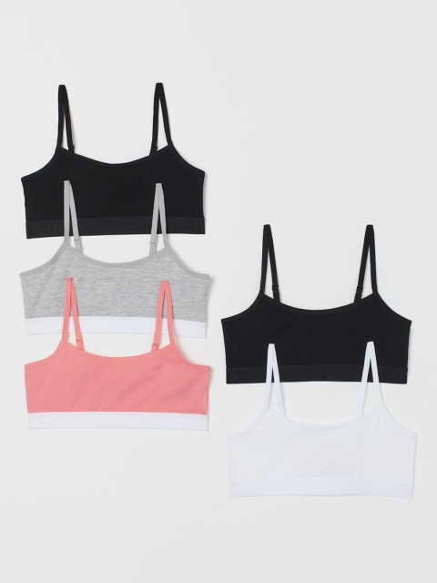 H&M Girls 5-Pack Jersey Crop Tops, Pink