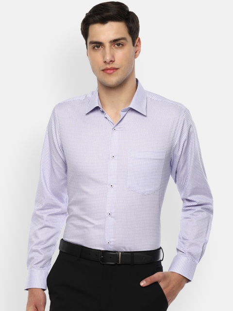 Van Heusen Men Purple & Blue Regular Fit Checked Formal Shirt