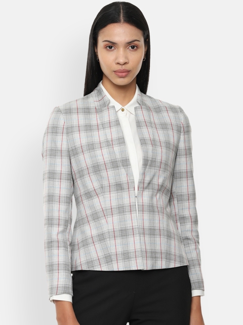 Van Heusen Woman Grey Checked Open-Front Blazer