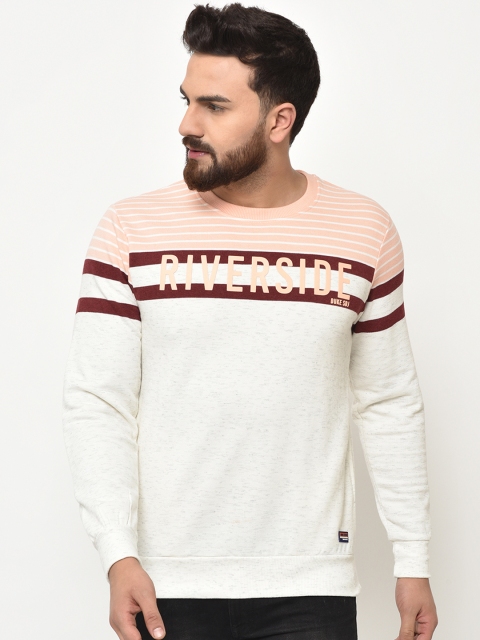 Duke Men Grey & Pink Printed Sweatshirt
