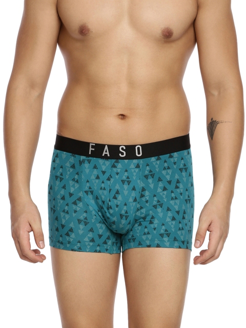 FASO Men Teal Green Printed Pure Organic Cotton Trunk FS 3007