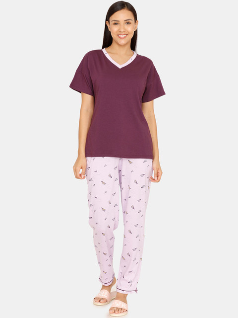 Zivame Women Purple & Pink Solid Night suit
Zivame Women Purple & Pink Solid Night suit