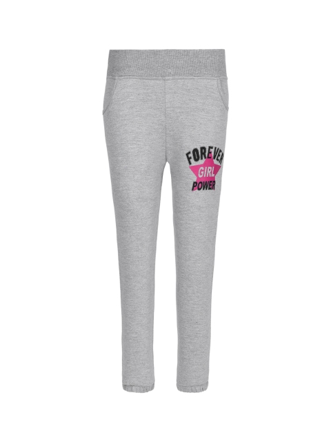 Punkster Girls Grey Melange Solid Joggers