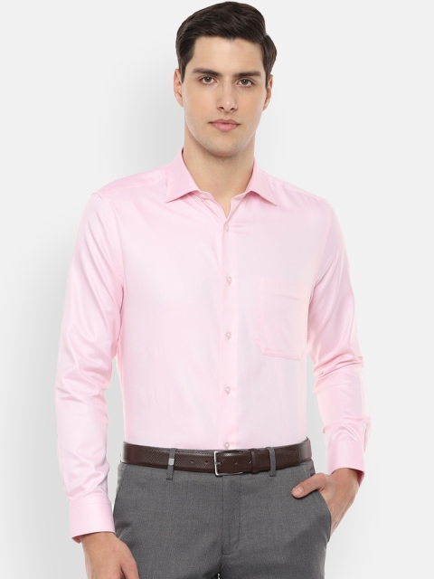 Louis Philippe Men Pink & White Regular Fit Striped Formal Shirt