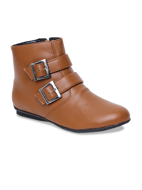Bruno Manetti Women Tan Brown Flat Boots