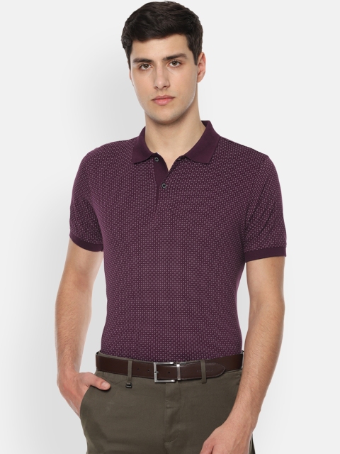Van Heusen Men Purple Printed Polo Collar T-shirt