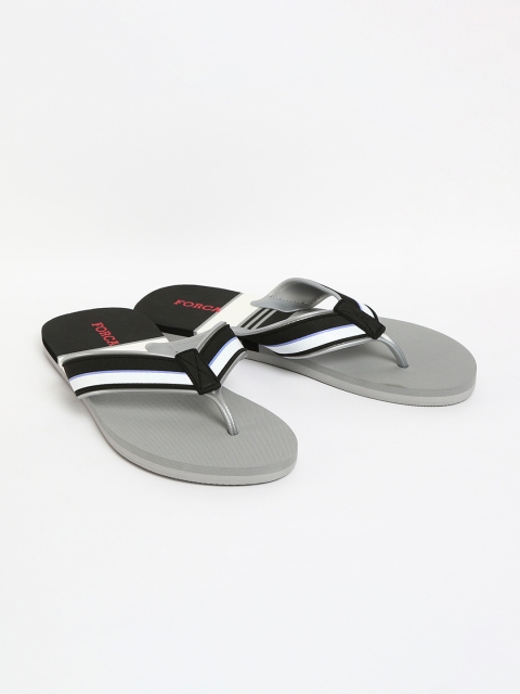 Forca by Lifestyle Men Grey & Black Striped Thong Flip-Flops