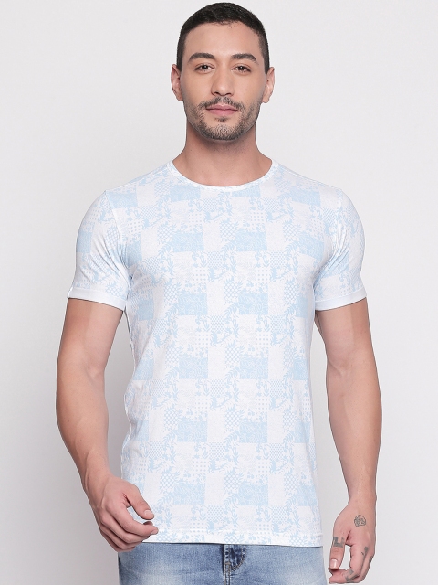 Mufti Men White Printed Round Neck Pure Cotton T-shirt