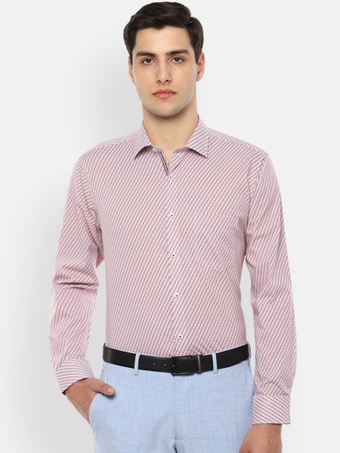 Van Heusen Men Pink & Grey Regular Fit Printed Semiformal Shirt