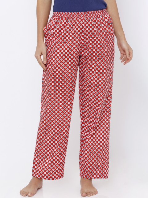 Heart 2 Heart Women Red & White Printed Lounge Pants