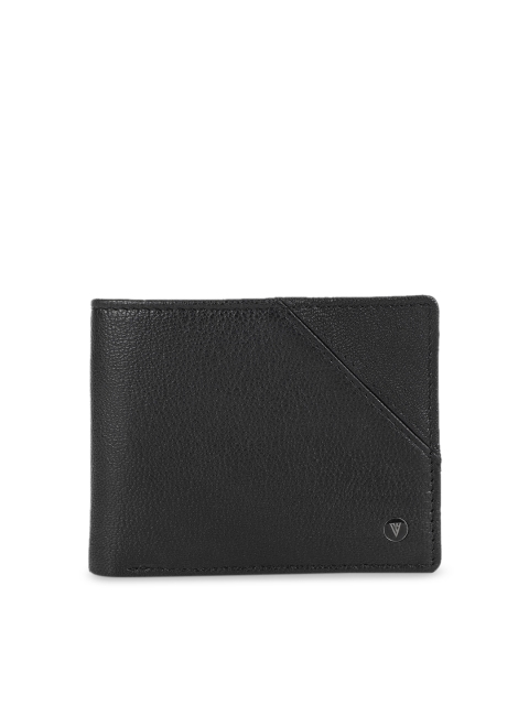 Van Heusen Men Black Textured Leather Two Fold Wallet