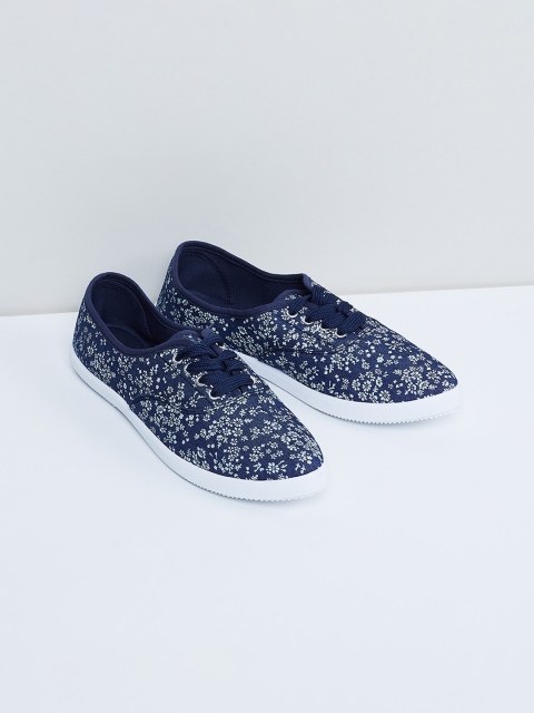 max Women Navy Blue Printed Sneakers