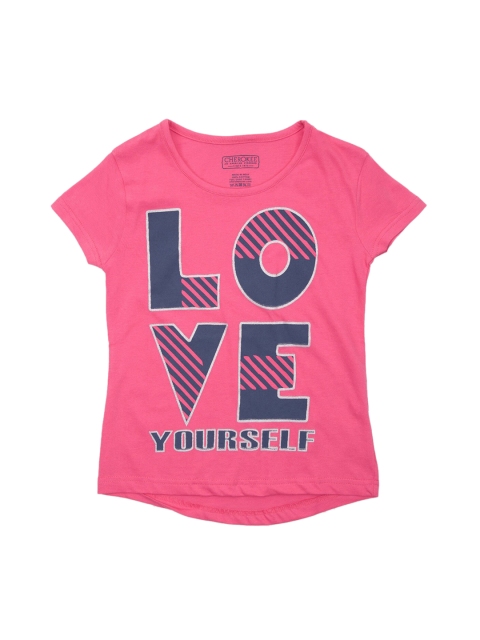 Cherokee Girls Pink Printed Round Neck T-shirt