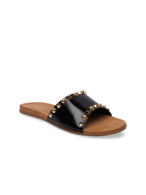 Inc 5 Women Black Embellished Open Toe Flats