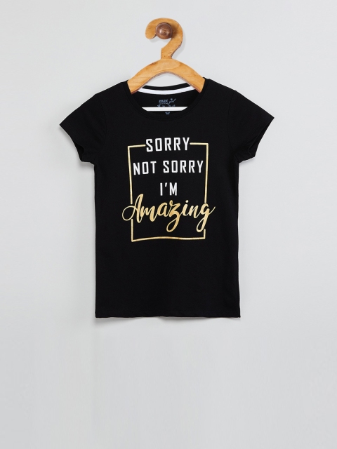 max Girls Black Printed Top