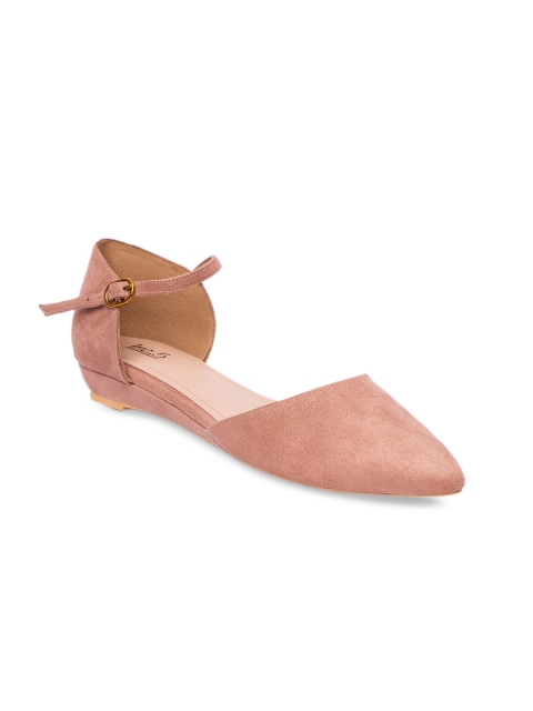 Inc 5 Women Peach-Coloured Solid Synthetic Suede Ballerinas